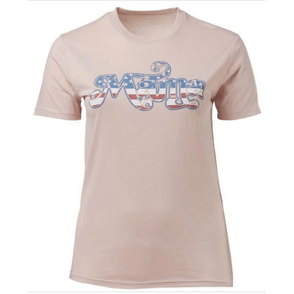 USA 250th T-Shirt Womens Large Pink Mama Patriotic 60% Cotton Blend